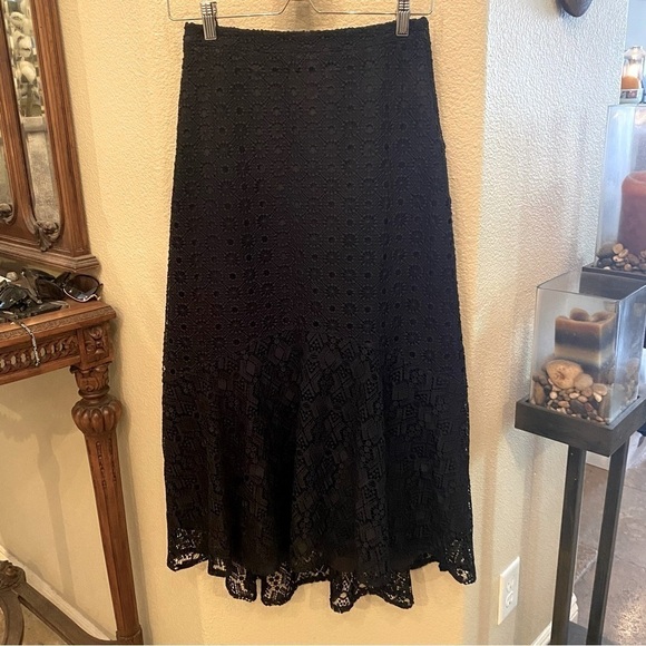 NWT~MAEVE Anthropologie Viviette Flounced Lace Midi Skirt Size 0